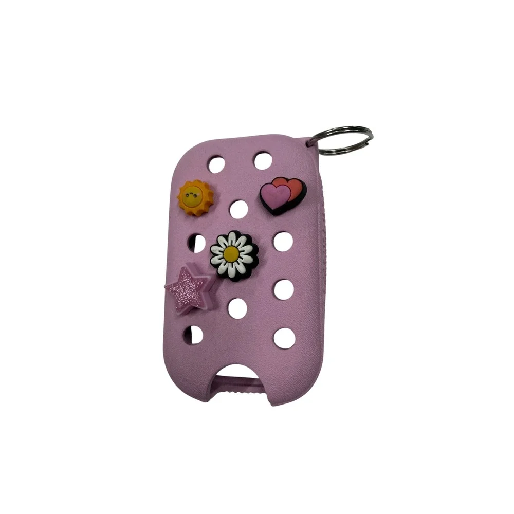 Crocs x Touchland Hand Sanitizer Holder Case Pink with 4 Jibbitz Charms Keyring